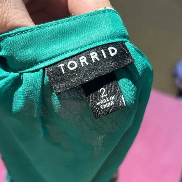 Torrid Teal Floral Off-Shoulder Blouse - Picture 3 of 3